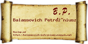 Balassovich Petróniusz névjegykártya